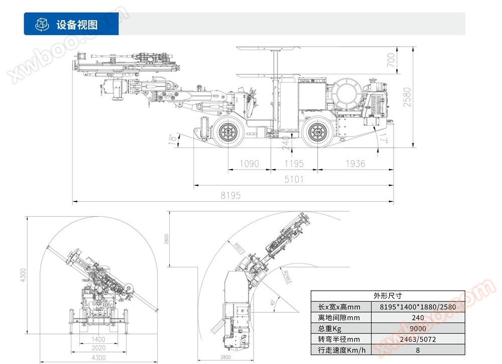 DL2-Nb矿用液压采矿钻车设备视图